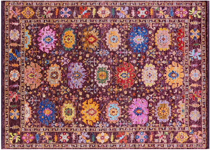 Turkish Oushak Hand-Knotted Wool Rug