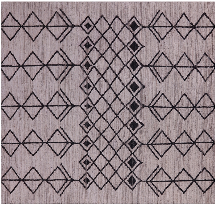 Square Handmade Moroccan Wool On Wool Rug