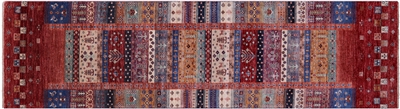 Hand-Knotted Persian Gabbeh Tribal Wool Runner Rug 2' 9" X 10' 2" - Q16291