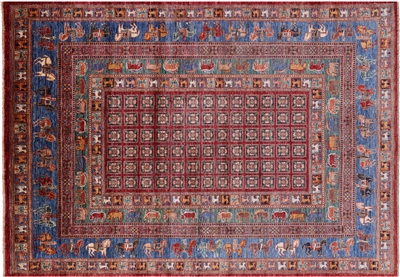 Handmade Antiqued Pazyryk Historical Design Rug