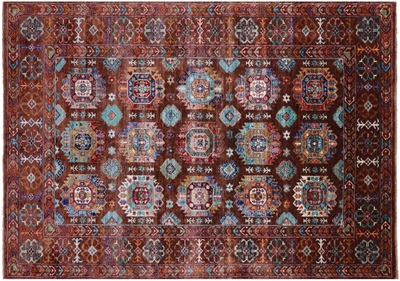 Brown 5' 8" X 8' 2" Fine Turkmen Ersari Handmade Wool Rug - Q16442