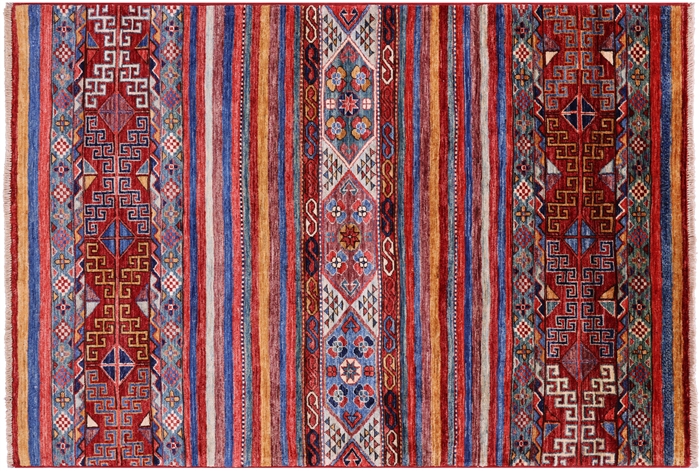 Super Kazak Khorjin Handmade Wool Rug