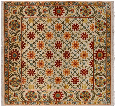 Square William Morris Handmade Wool Area Rug