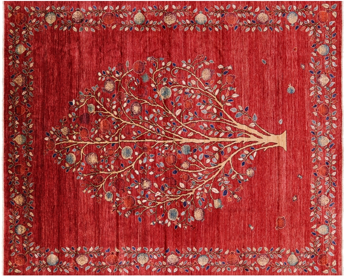 Persian Gabbeh Pomegranate Tree Hand-Knotted Wool Rug