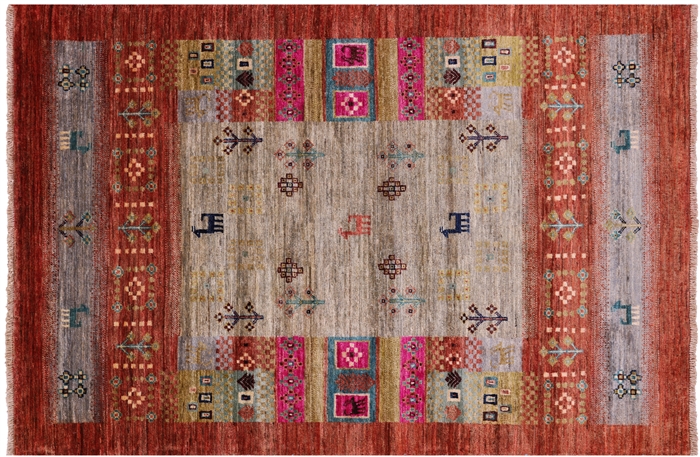 Hand Knotted Persian Gabbeh Tribal Wool Rug