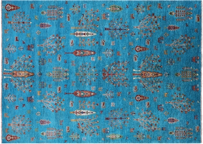 Blue Handmade Tribal Persian Gabbeh Rug 6' 10" X 9' 9" - Q17131