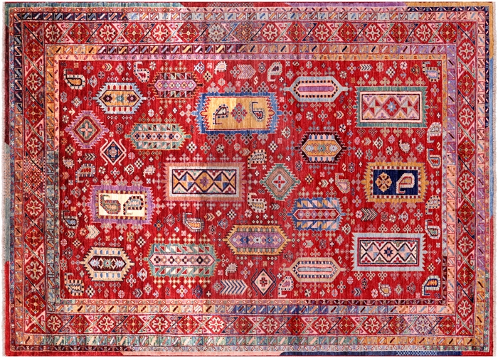 Hand-Knotted Tribal Fine Serapi Wool Rug