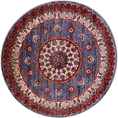 Round Super Heriz Serapi Handmade Wool Rug