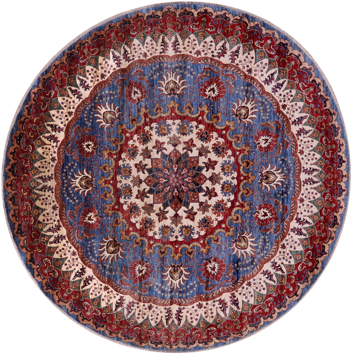 Round Super Heriz Serapi Handmade Wool Rug