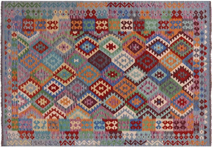 Flat Weave Kilim Reversible Wool On Wool Rug