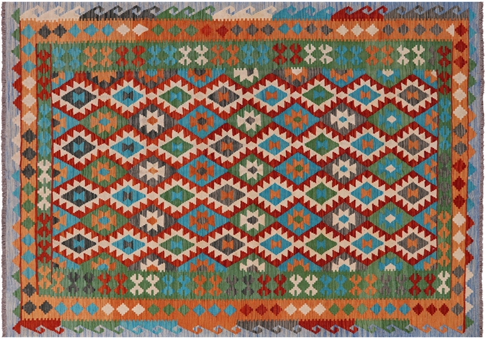 Reversible Kilim Flat Weave Wool On Wool Rug