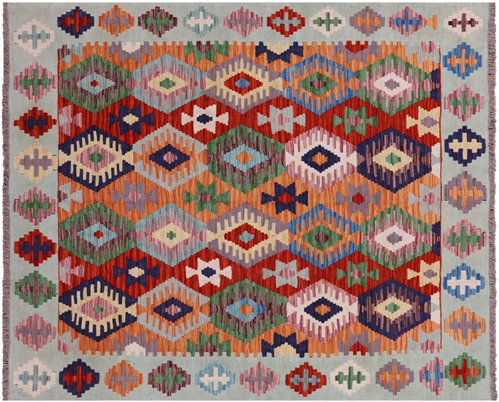 Reversible Wool On Wool Flat Weave Kilim Rug