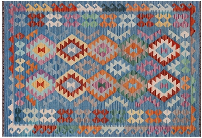 Reversible Flat Weave Kilim Wool On Wool Rug