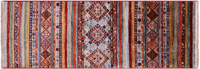 Super Kazak Khorjin Hand Knotted Wool Runner Rug