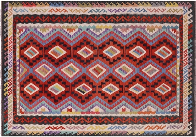 Reversible Flat Weave Kilim Wool On Wool Rug