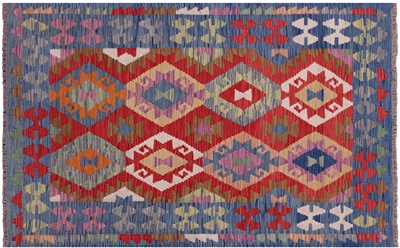 Reversible Kilim Flat Weave Wool On Wool Rug