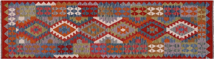 Runner Kilim Flat Weave Wool On Wool Reversible Rug