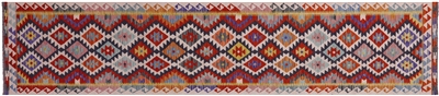 Wool On Wool Reversible Kilim Flat Weave Runner Rug