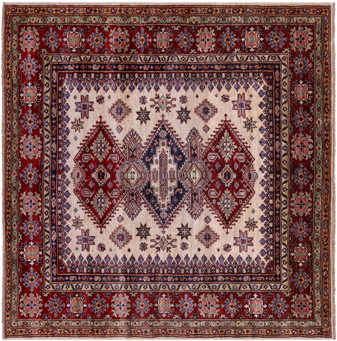 Square Super Kazak Handmade Wool Rug