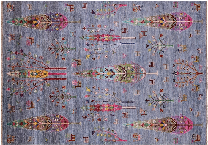 Hand-Knotted Tribal Persian Gabbeh Wool Rug