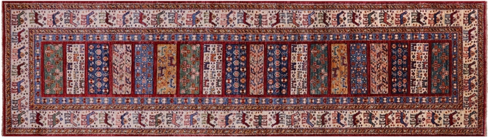 Hand-Knotted Persian Gabbeh Tribal Wool Runner Rug