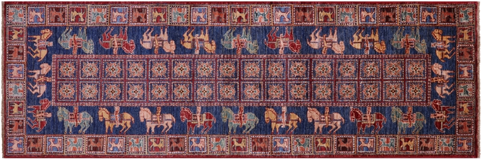 Runner Antiqued Pazyryk Historical Design Handmade Wool Rug