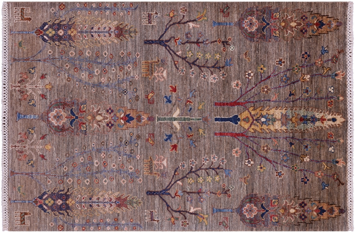 Hand-Knotted Persian Gabbeh Tribal Wool Rug