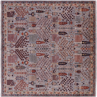 Square Persian Ziegler Hand-Knotted Rug