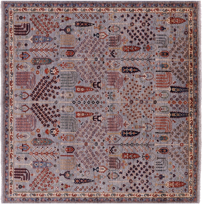 Square Persian Ziegler Hand-Knotted Rug