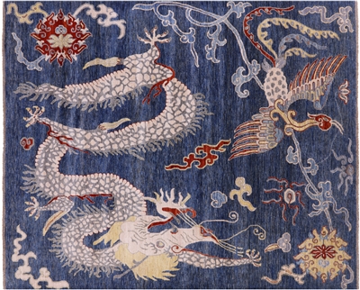 Handmade Dragon Design Wool Rug
