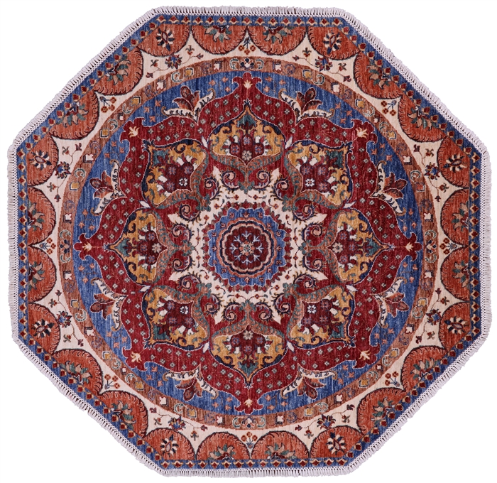 Octagon Super Heriz Serapi Handmade Wool Rug