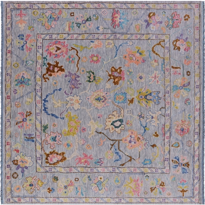Square Hand Knotted Turkish Oushak Rug