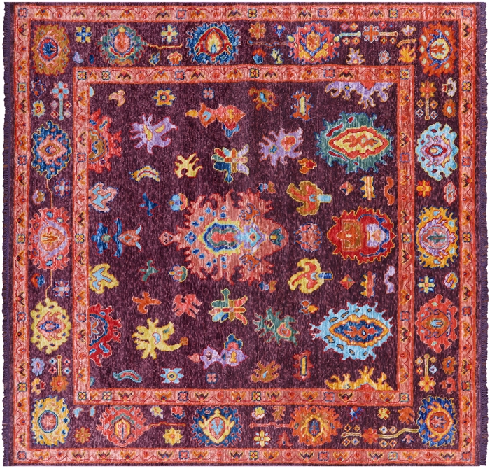 Square Turkish Oushak Handmade Wool Rug