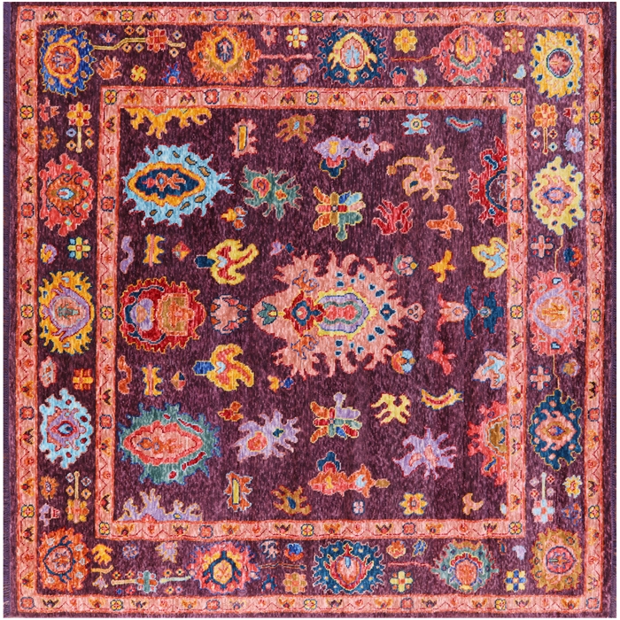 Square Handmade Turkish Oushak Rug