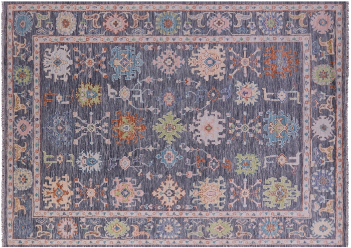 Turkish Oushak Hand-Knotted Wool Rug