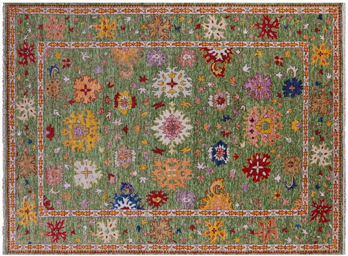 Hand Knotted Turkish Oushak Wool Rug