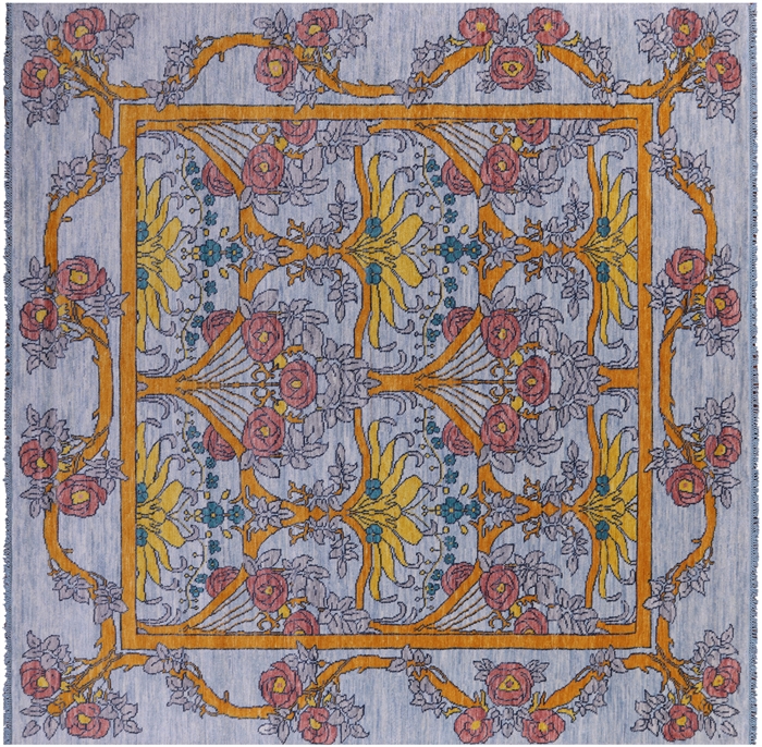 Square William Morris Handmade Wool Rug