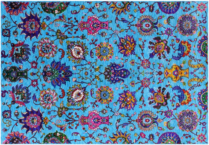 Hand-Knotted Wool & Silk Persian Tabriz Rug