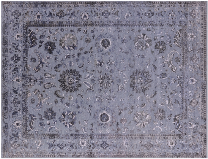 Hand Knotted Wool & Silk Persian Tabriz Rug