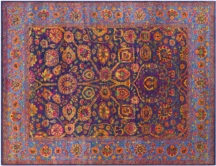 Hand Knotted Persian Tabriz Wool & Silk Rug