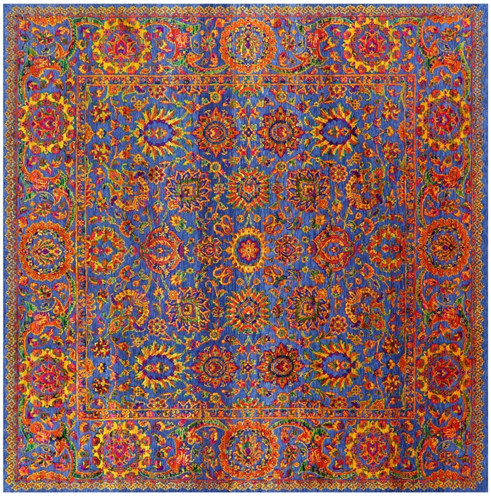 Square Persian Tabriz Wool & Silk Handmade Rug