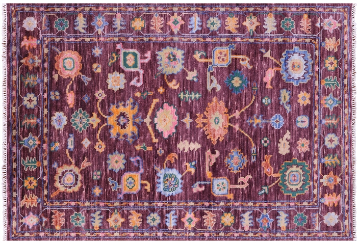 Hand-Knotted Turkish Oushak Wool Rug