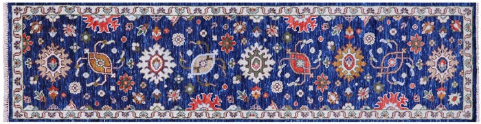 Turkish Oushak Hand-Knotted Wool Runner Rug