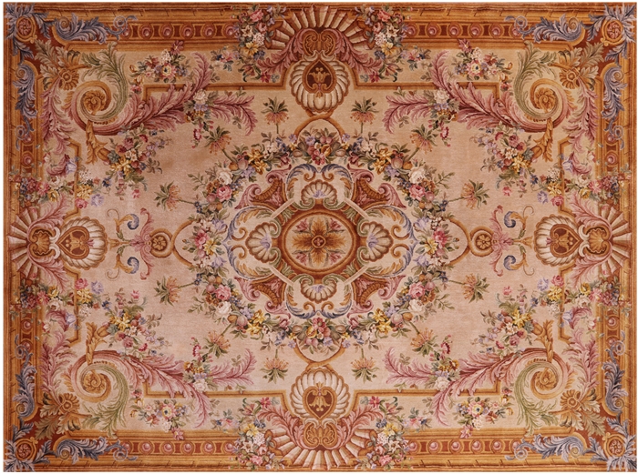 French Savonnerie Hand Knotted Wool Rug