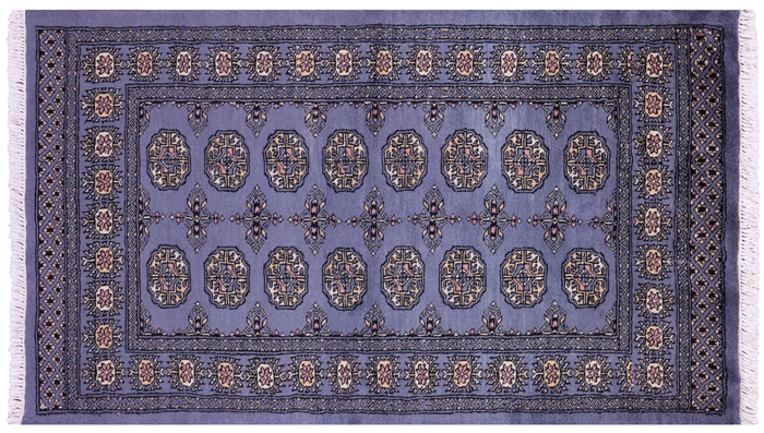 Hand-Knotted Silky Bokhara Wool Rug