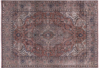 Persian Mashad Overdyed Hand-Knotted Wool Rug