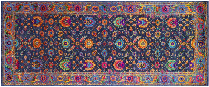 Persian Tabriz Wool & Silk Hand Knotted Runner Rug