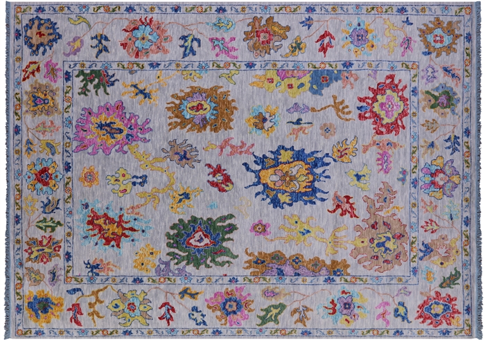 Turkish Oushak Hand- Knotted Wool Rug