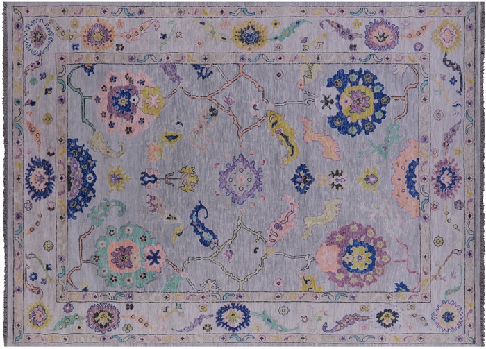 Hand-Knotted Turkish Oushak Wool Rug