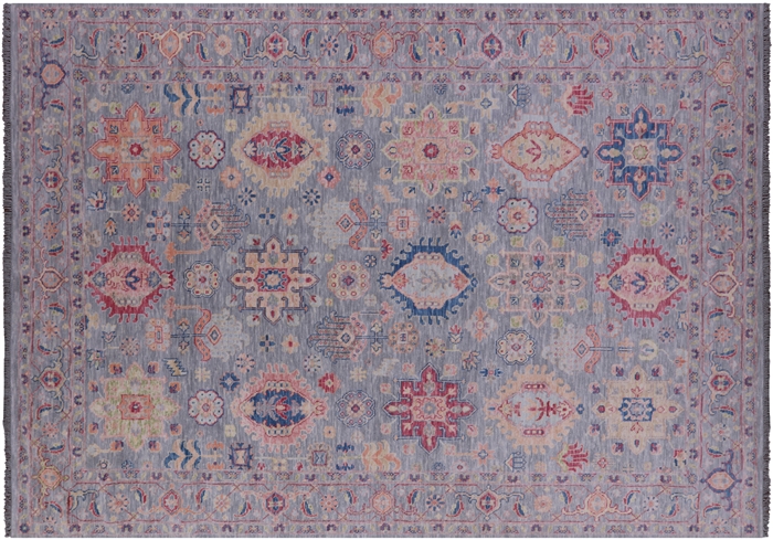 Kazak Hand-Knotted Wool Rug